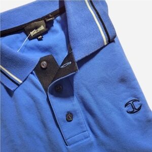Just Cavalli Blue Polo Mens Shirt Collared Short Sleeve XXL Casual Golf